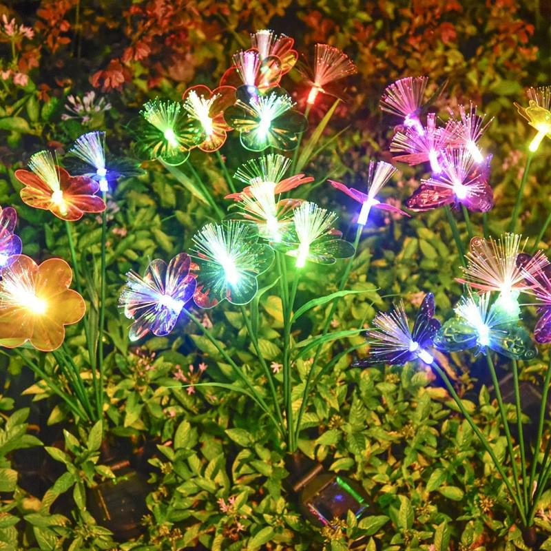 Солнечные светодиодные фонари-светлячки в виде бабочек – Водонепроницаемые уличные декоративные газонные светильники.