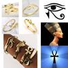 Vintage Bracelet Bangle Cuff Amulet Talisman Ankh Cross Eye Horus Queen Women Stainless Steel Egypt Egyptian Key Life Religious Jewelry Gift Hip Hop