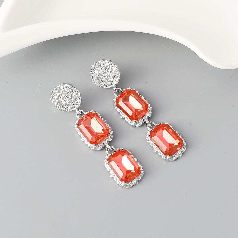 DIGADAGU Metal Rhinestone Square Angle Earrings New Women's Exagerated Simple Earrings Daily Zircon Accessories