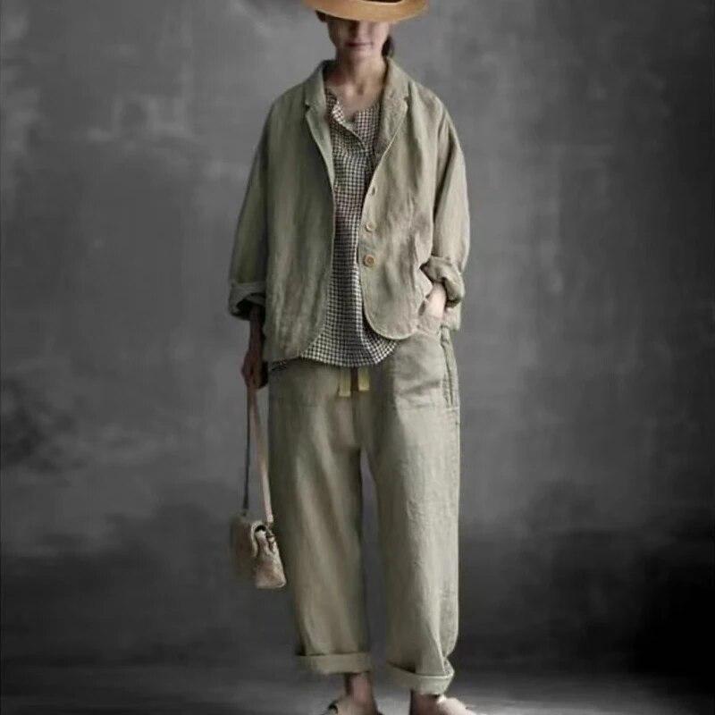 Johnature Весенние винтажные простые куртки с отложным воротником, простые повседневные свободные универсальные карманы на пуговицах, женские пальто