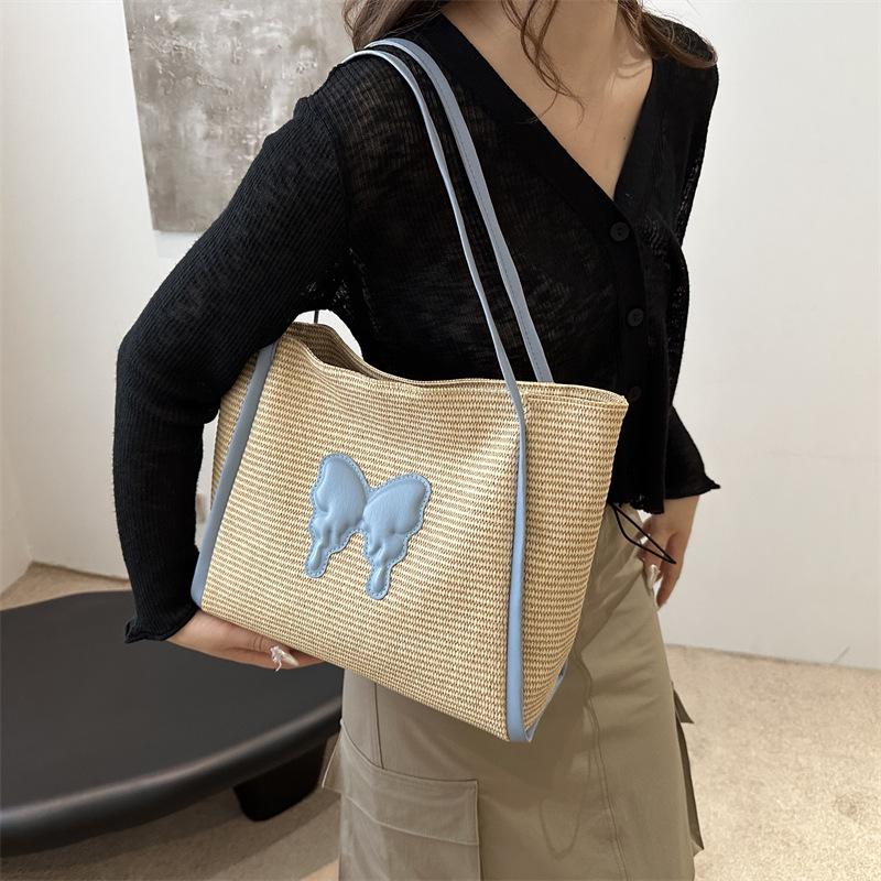 Милая плетеная сумка через плечо из ротанга ручной работы, плетеные сумки-тоут большой вместимости, большие сумки для женщин, девушек AVE