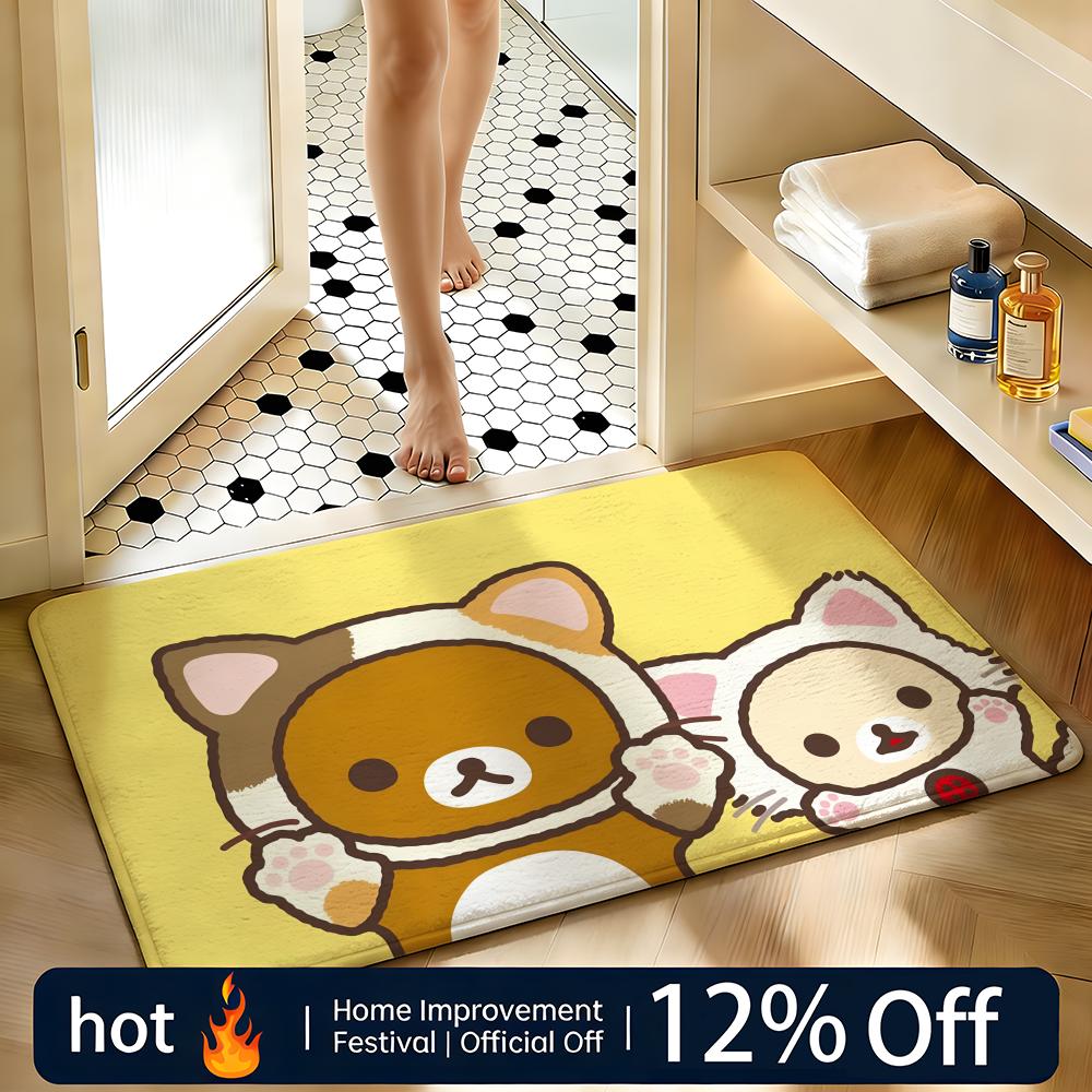 Soft Absorbent Non-Slip Rug Character Rilakkuma Floor Mat Home Decor Doormat Bedroom Floor Mat Shower Carpet