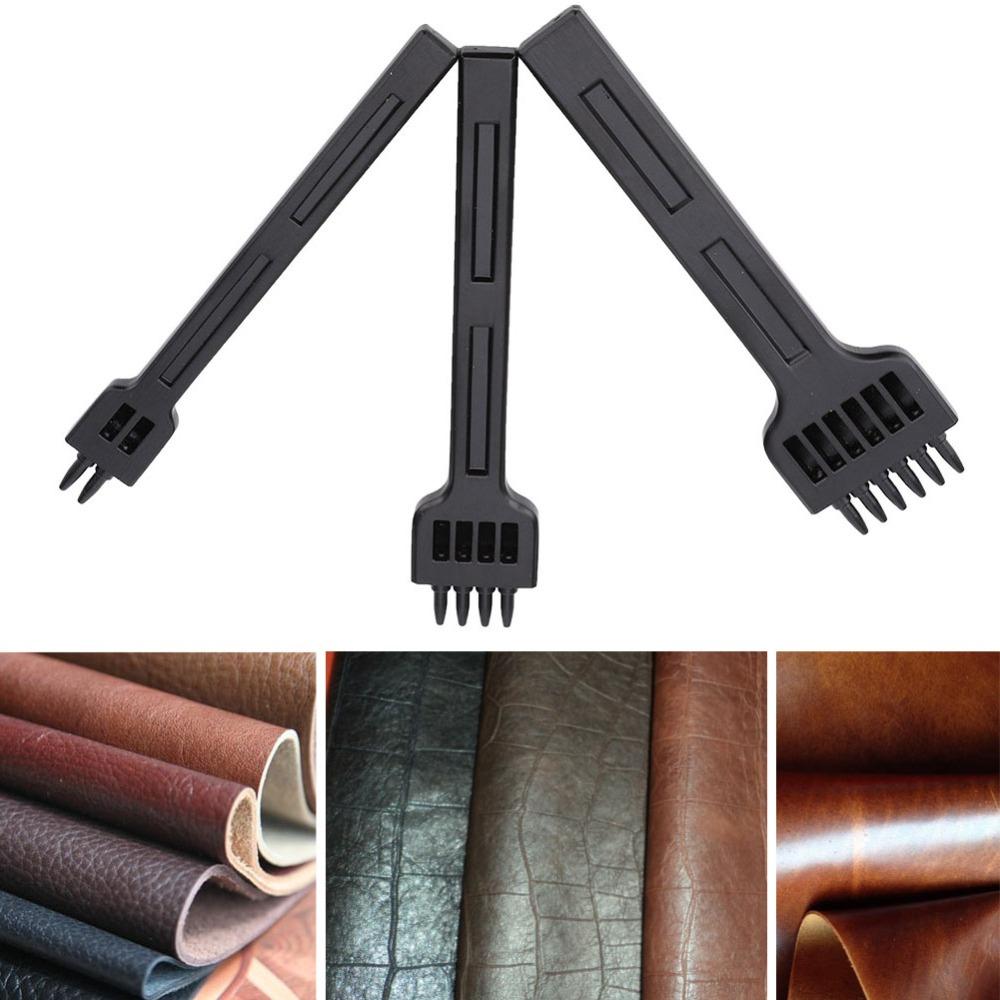 3pcs 4/5/6mm Spacing Leather Hole Puncher Leather Craft Chisel  For DIY Leather Craft