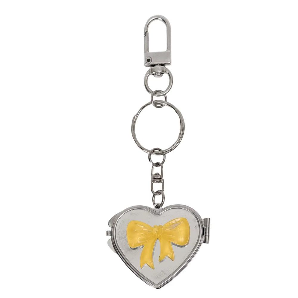 Double Sided Mirror Bag Hanging Keychain Heart Shape Cosmetic Mirror Key Chain Women