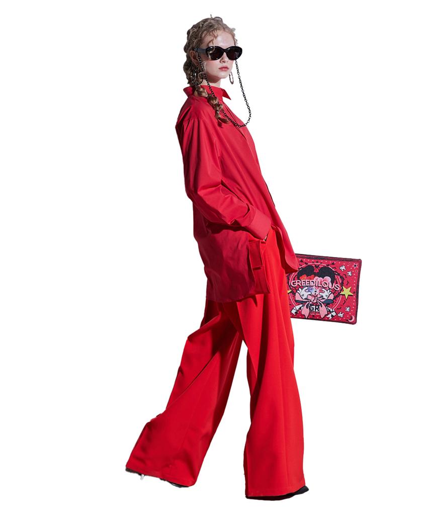 GREEDILOUS Red Tuxedo Shirt