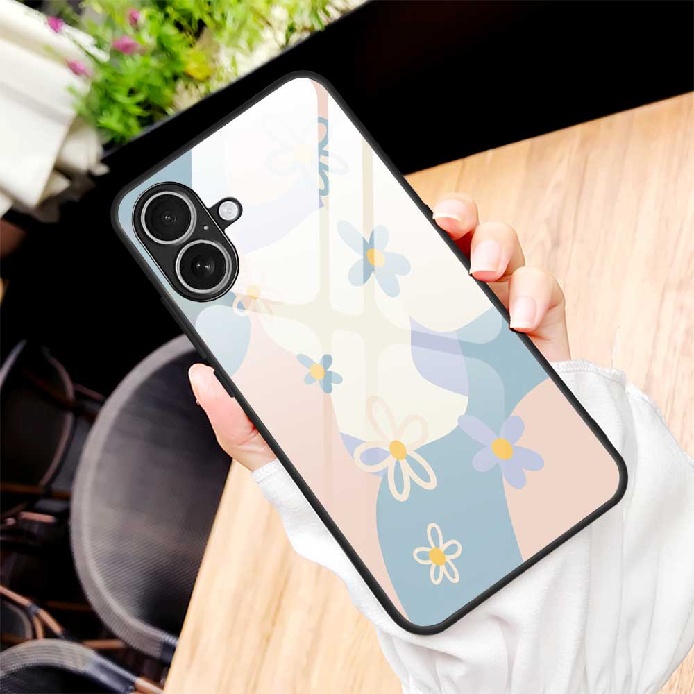 For iPhone 17 Case PC TPU Tempered Glass Pattern Printing Anti Drop Phone Back Cover