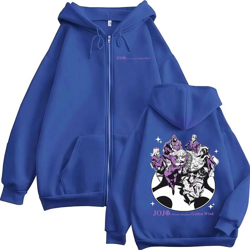 Anime JoJo Bizarre Adventure Golden Wind Graphic Manga Zipper Hoodies Men Women Clothing Fashion Hip Hop Zip Up Sweatshirts Coat