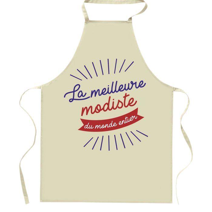 Planetee Tablier de cuisine modiste Meilleure du Monde entier | Cadeau Original Humour pour Cuisinière Vêtement Blouse de protection