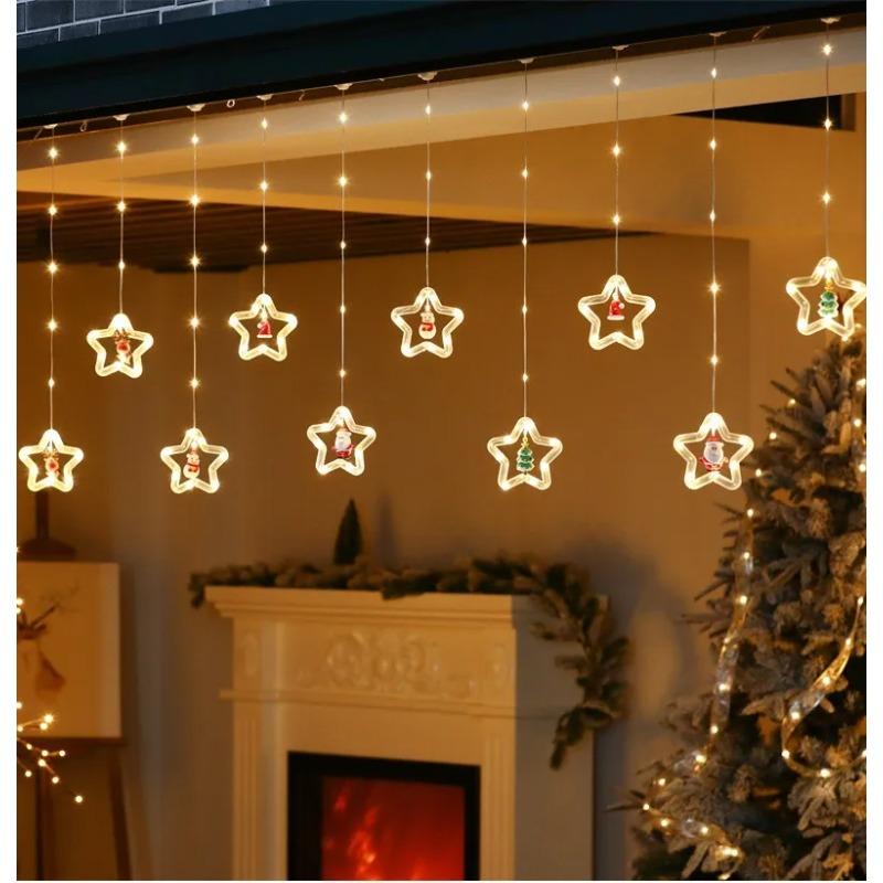 Christmas Ring Curtain Light Leather Thread Creative Pendant LED Light String Holiday Bedroom Atmosphere Christmas Curtain Light
