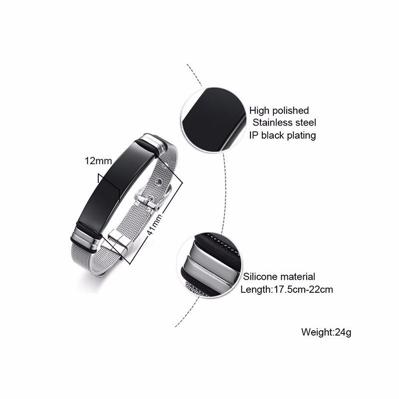 Vnox регулируемая длина браслеты TO DAD для мужчин сетчатый ремешок для часов с мягкой силиконовой прокладкой из нержавеющей стали Pulseira Custom