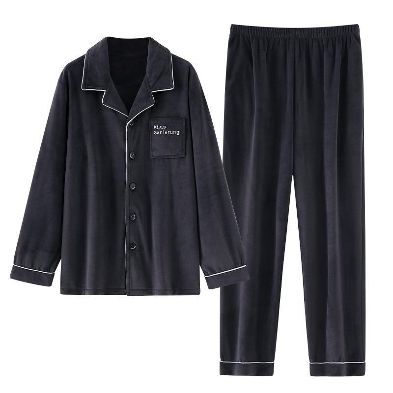 Пижама мужская зимняя утолщенная флисовая коралловый флис весенне-осенняя тонкий флис мужской островной флис осенне-зимний комплект для дома