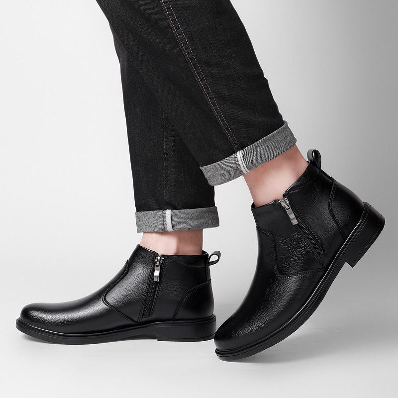 Модные мужские ботинки из натуральной кожи с боковой молнией, стильные повседневные ботильоны, мужские удобные челси слипоны, трендовая зимняя обувь