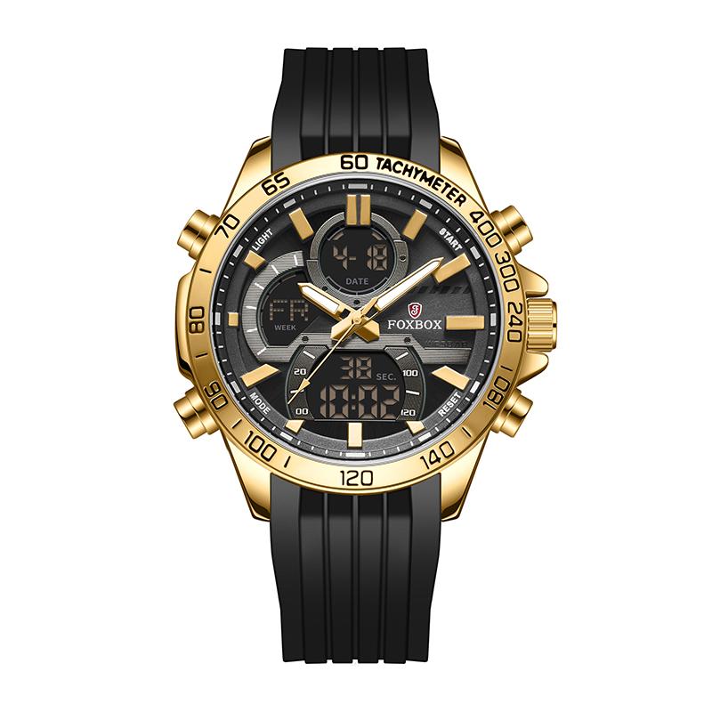 FOXBOX Top Luxury Mens Watch LIGE Fashion LED Digital Watches Men Gifts 50M Waterproof Luminous Steel Quartz Wristwatches Reloj