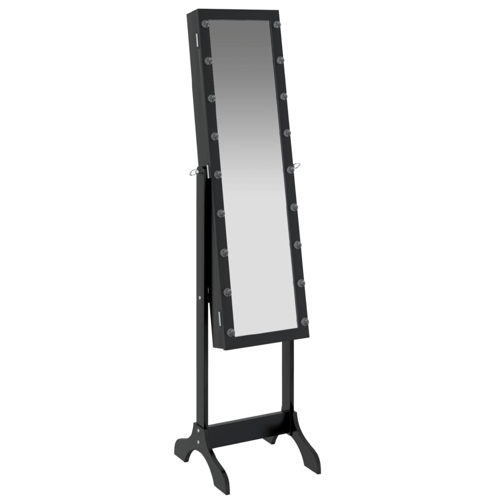 Floor Mirror with LED Lighting Black 34 x 37 x 146 cm