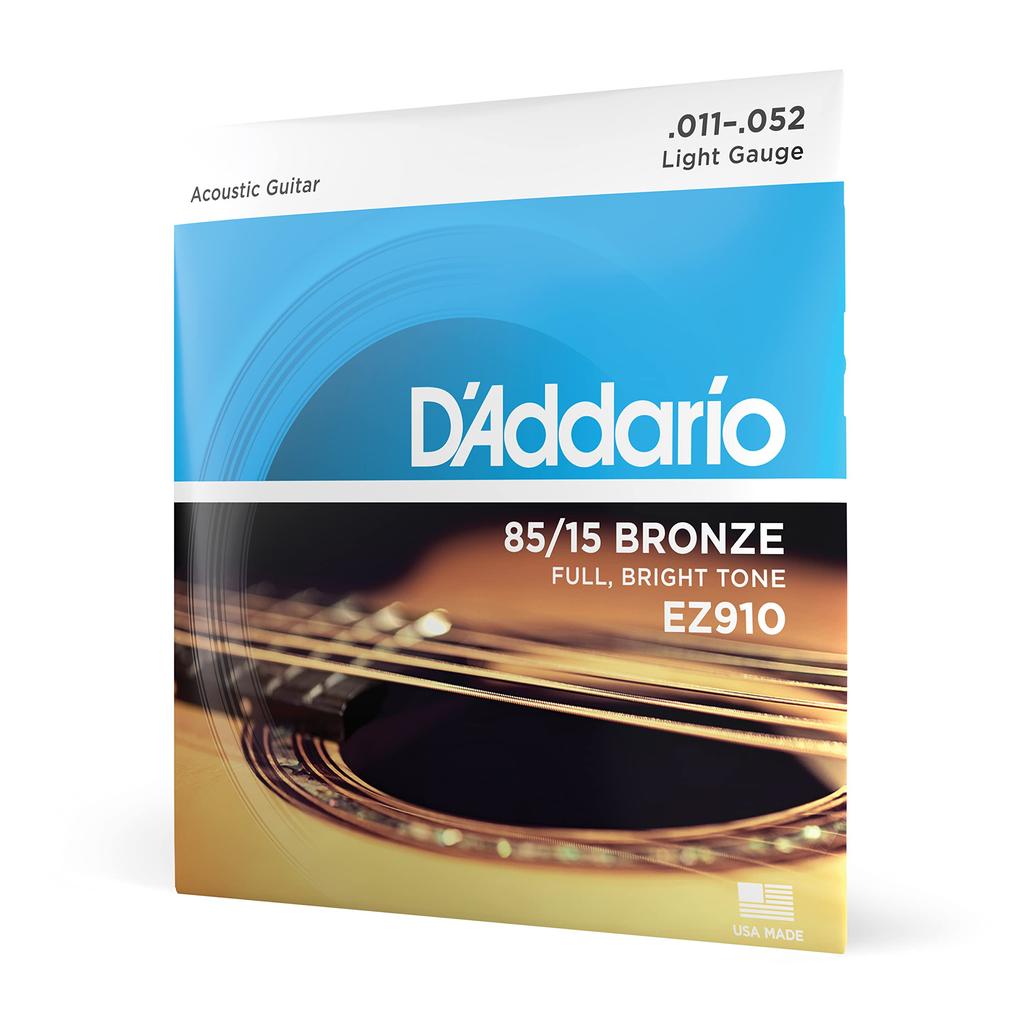Струны для акустической гитары D'Addario 85/15 American Bronze Light .011-.052 EZ910 (Оригинальный продукт японского производства)