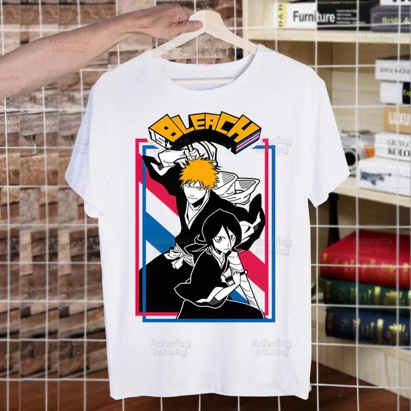 Bleach Зараки Кенпачи Куросаки Ичиго Футболки для парней О-образный вырез Короткий рукав Обычный Мужской рост Качество Мужская Хип-хоп футболка