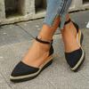 Модная женская обувь с закрытым носком, женские сандалии 2025, горячая распродажа, новые сандалии кэжуал с круглым носком, женские однотонные туфли на танкетке высокого качества