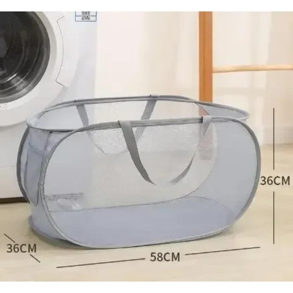 Horizontal Foldable Laundry Basket Mesh Cloth Breathable Laundrys Hamper Large Capacity Storage Baskets Home Accessories