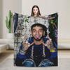 Плед с изображением рэпера Anuel AA  Супертеплый графический плюшевый плед для дивана, кровати, путешествий в самолете  Фланелевое покрывало, чехол на кровать