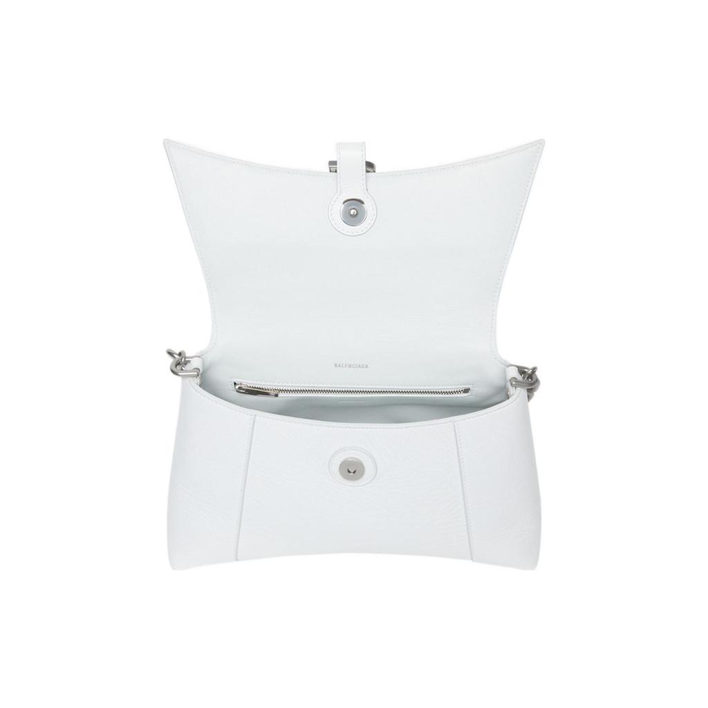 Balenciaga Downtown Distressed Silver Hardware Paper Feel Leather Shoulder Bag Small Women shoulder bag White 6890581I7BY9060