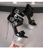 Model Rivet Zipper Roman Sandals Transparent Luminous Shoes Sexy Heels Sandals 1986 Series 20cm Heel 10cm Platform LFD