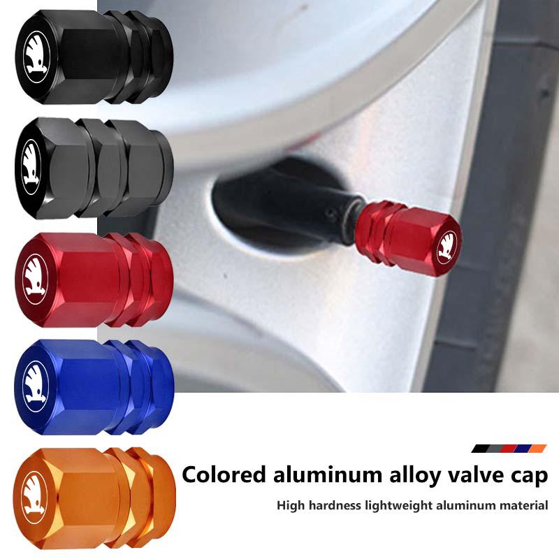 JBIW9 Car Wheel Tire Valve Caps Stem Case Dustproof Accessories For Skoda octavia a5 a4 mk1 2 fabia superb rapid mk3 yeti 2006