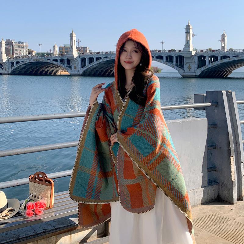 Дышащая, теплая и универсальная домашняя, осенне-зимняя женская шаль для путешествий, толстый плащ, одеяло с кондиционером