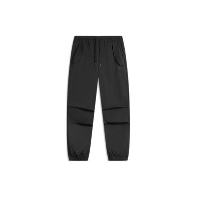 Li Ning Sports Lifestyle Series однотонные брюки-карго со средней талией и манжетами на завязках, трикотажные спортивные брюки, женские брюки, черный цвет AYKU610-6