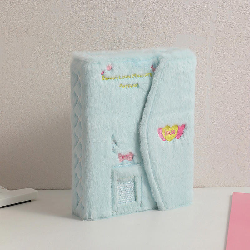 Милый вышитый плюшевый фотоальбом-держатель для карточек, трехдюймовая маленькая папка для хранения карточек без внутренних страниц