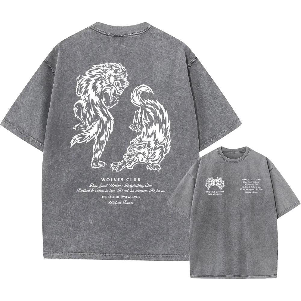 Men's Harajuku Casual Short-sleeved Washed T-shirt Retro Printed Street Hip-hop Retro Punk T-shirt Pickled T-shirt Top