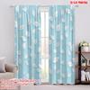 2pcs,2D Plane Printing Curtains&Window Treatment Blue Leafy Vine Design Polyester (without Rod) Outdoor Decorations Ldeal for