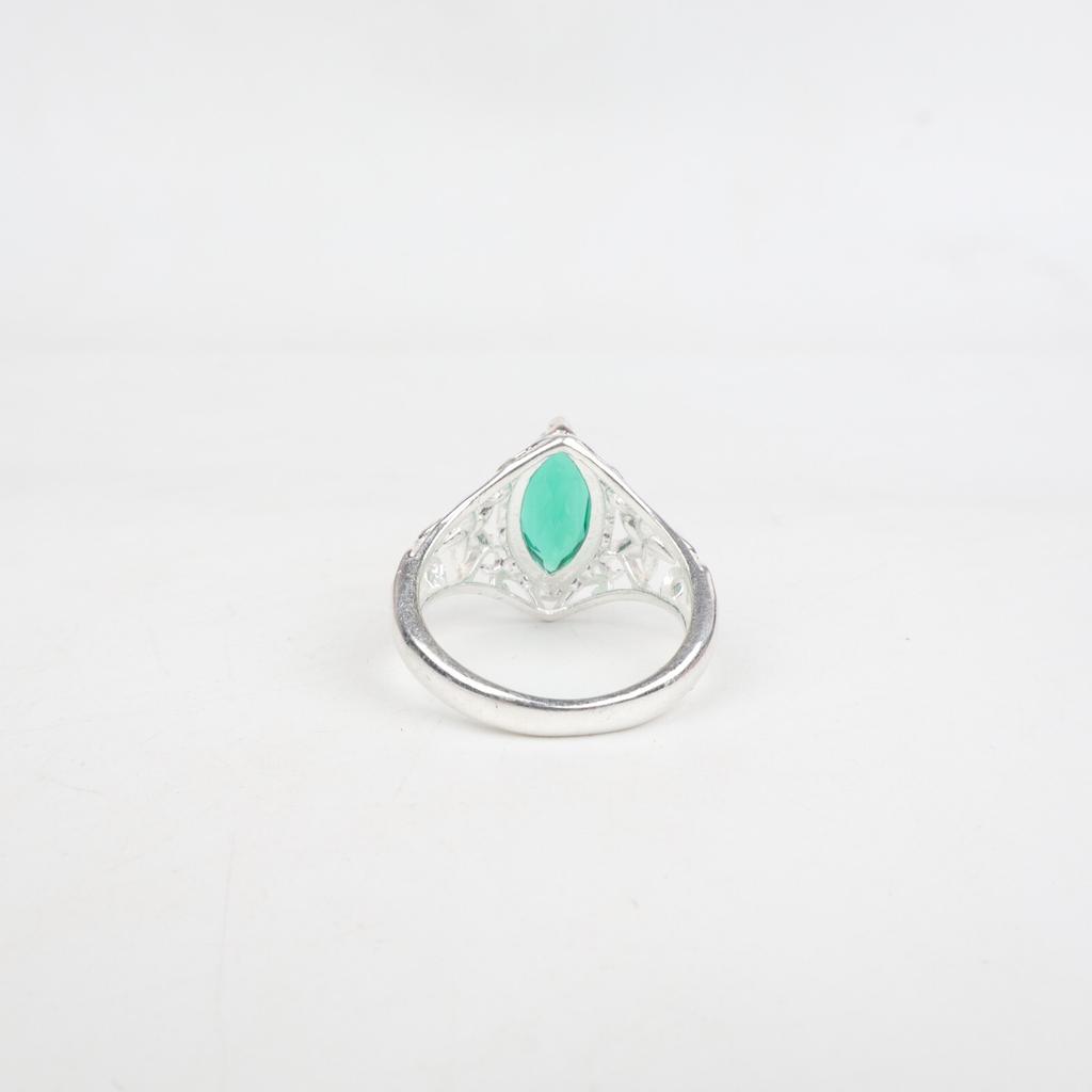 Хромовый диопсид Драгоценный камень 925 Стерлинговое серебро Ювелирное кольцо в подарок на День матери CZR-4-1