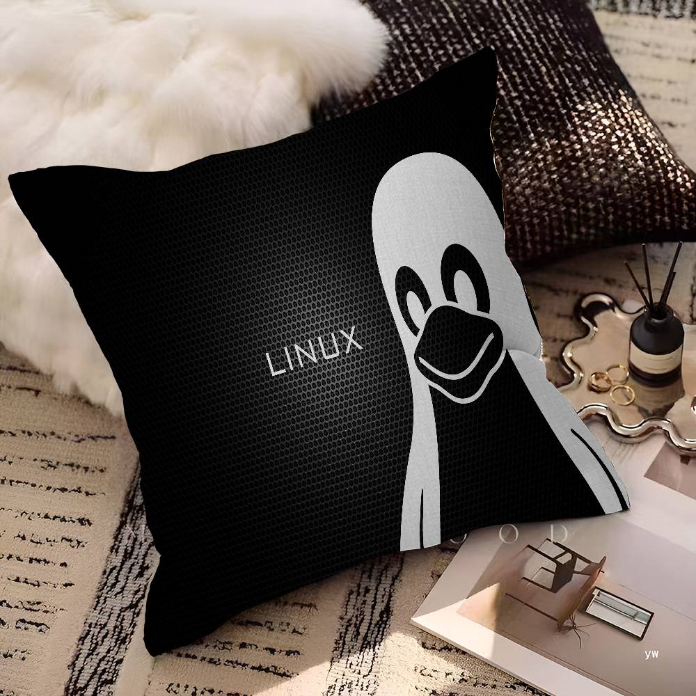 Подушка с принтом пингвина Tux из операционной системы Linux. Наволочка для спальни и гостиной. Декоративная наволочка для дивана.