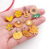 Mix 20 Oil Drops Yellow Flower & Leaf Alloy Jewelry DIY Accessories for Bracelet, Earrings, and Keychain Pendants