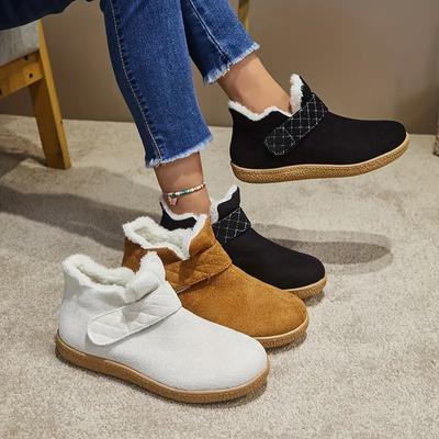 2024 Новые зимние женские теплые и мягкие толстые хлопковые туфли на плоской подошве, повседневные теплые зимние ботинки, однотонная модная обувь для активного отдыха