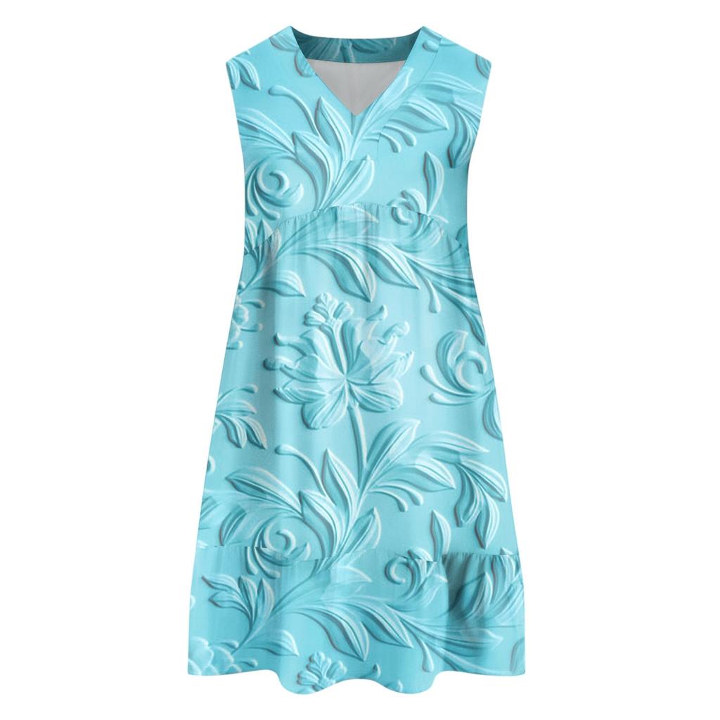 Women's Casual Fashion Breathable V-neck Vest With Pockets Floral Holiday Dress