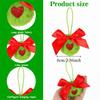 12Pcs Furry Christmas Green Elf Ball Soft DIY Green Christmas Balls 6cm with Bow and Heart Christmas Tree Hanging Decoration