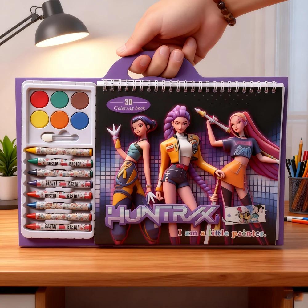 Детская K-pop Книга для обведения и раскрашивания Охотник на демонов - Мультяшный и Аниме Лайн-арт, Альбом для эскизов для малышей | Праздничный подарок для детей