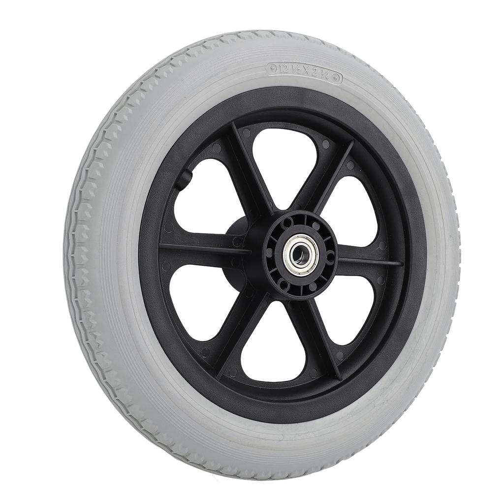 Колесо для инвалидной коляски 12 дюймов, твердое полиуретановое колесо, нескользящее, ручное, запасные части для инвалидной коляски, серое