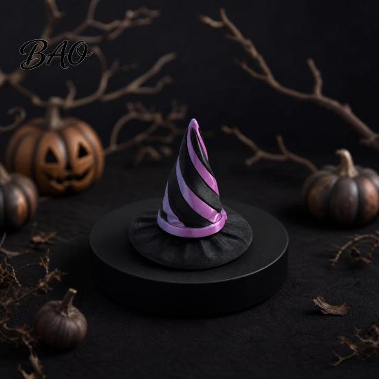 Halloween Party Decorations 3D Printed Spiral Witch Hat Passthrough Fidget Toy, Fun Decompression Toy Sensory Stress Relief for Kids Adults,