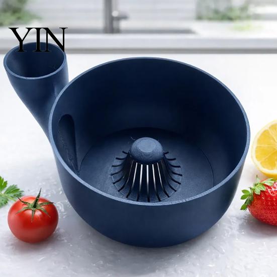 Easy Clean Produce Bowl Berry Swirl Washing Bowl, 3D Printed Vortex Fruit Cleaner Colander with Kitchen Gadget for Pour Spout, Hollow Drain