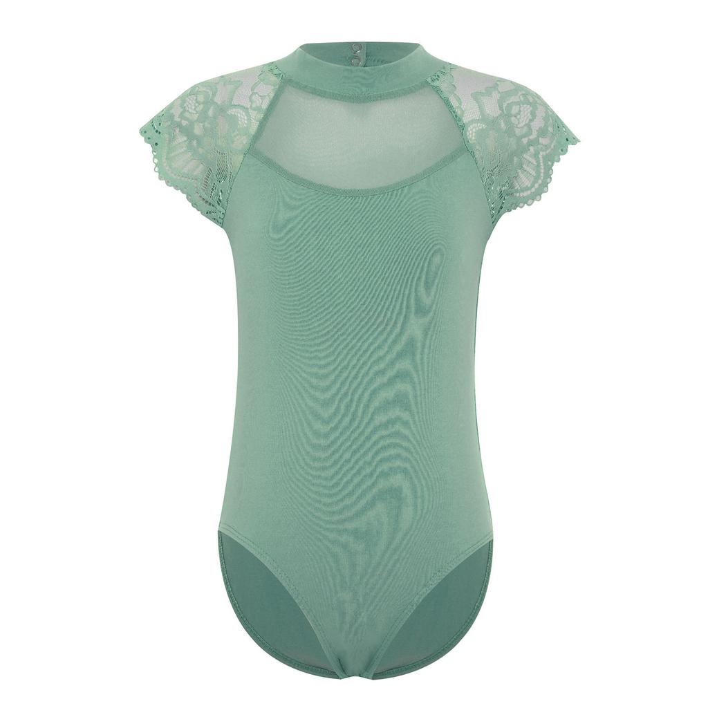 Детский балетный купальник для тренировок, кружевные рукава-крылышки, прозрачная сетчатая вставка, лоскутный вырезной боди, одежда для танцев