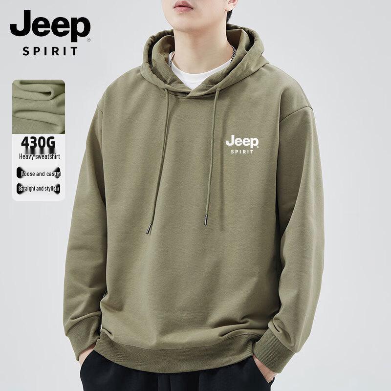 JEEP SPIRIT Men's American Retro Thick Knit Hooded Sweatshirt