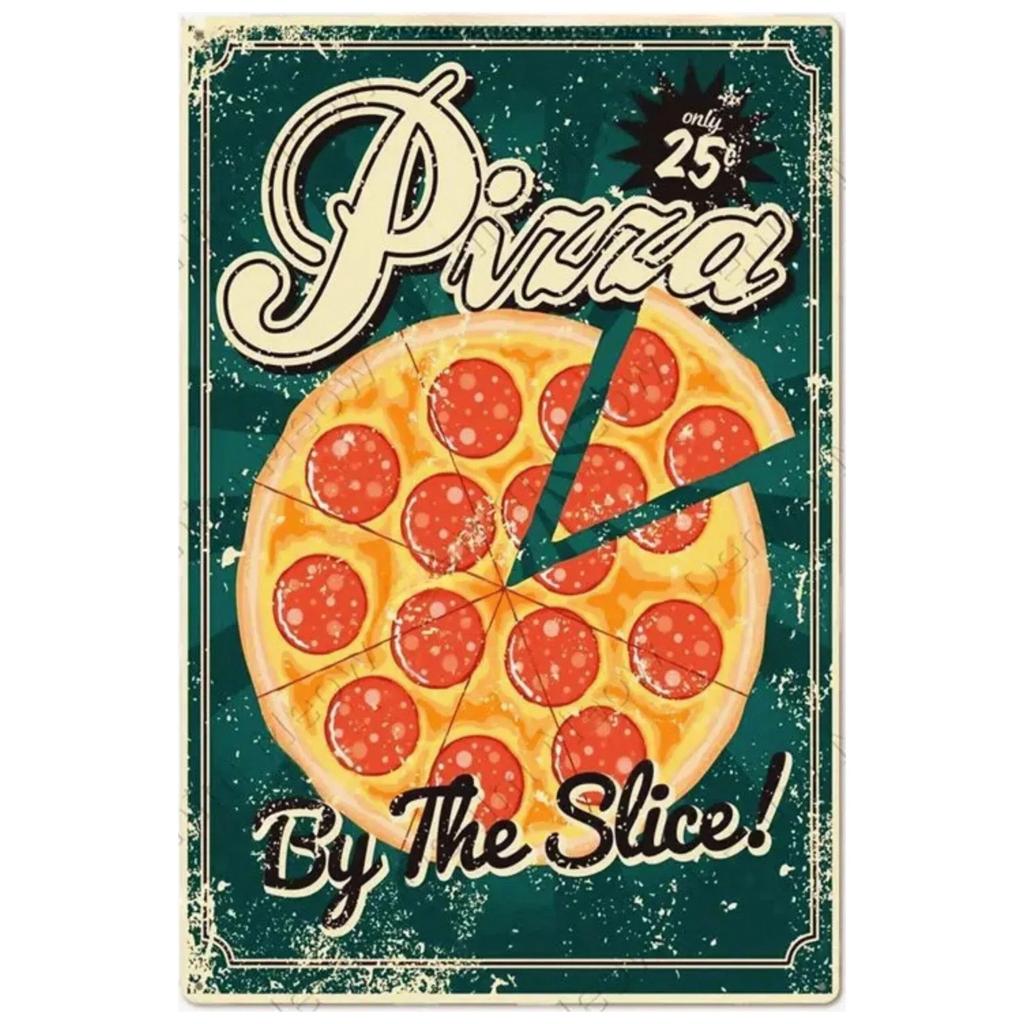 Vintage Pizza Zone Plaque Great Food Metal Sign Pub Bar Home Decoration Best Homemade Poster Italian Pizza Wall Art Plate