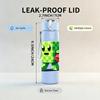 1PC Green Block Game Character Print 750ml Color Plastic Sports Water Bottle Leakproof Flip Straw Lid Suitable for Sports Office Home Use