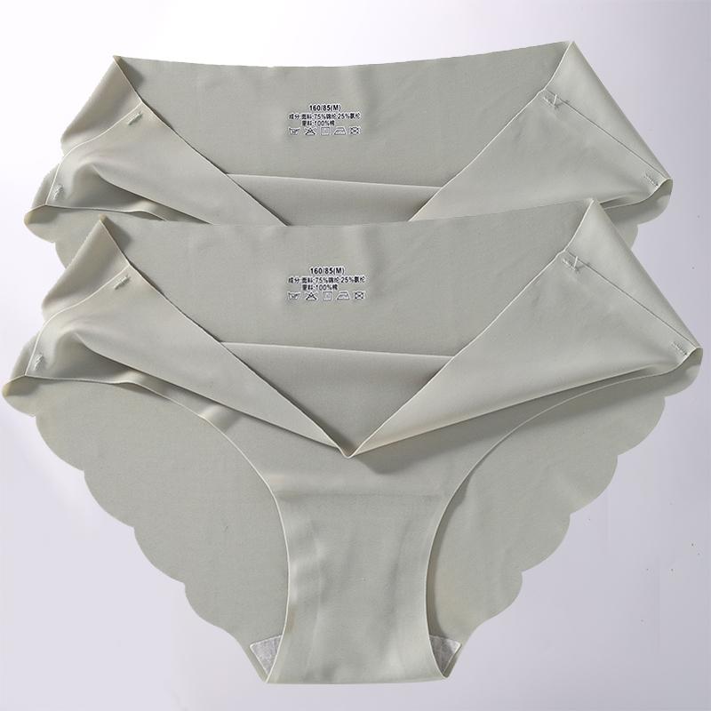 2PCS/Set M-XL Seamless Ice Silk Sexy Women Panties Pantys 7 Solid Colors Breathable Pantys Underwear For Girls Lingerie