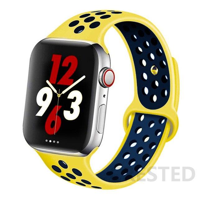 Спортивный силиконовый ремешок для Apple Watch Band 44 мм, 40 мм, 42 мм, 38 мм, 44 мм, дышащий браслет, ремешок для Apple Watch 6 iWatch 5 4 3 se