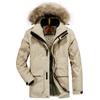Men's New Winter Business Casual Mid-length Hooded Down Fur Collar Thickened Warm Cotton Jacket