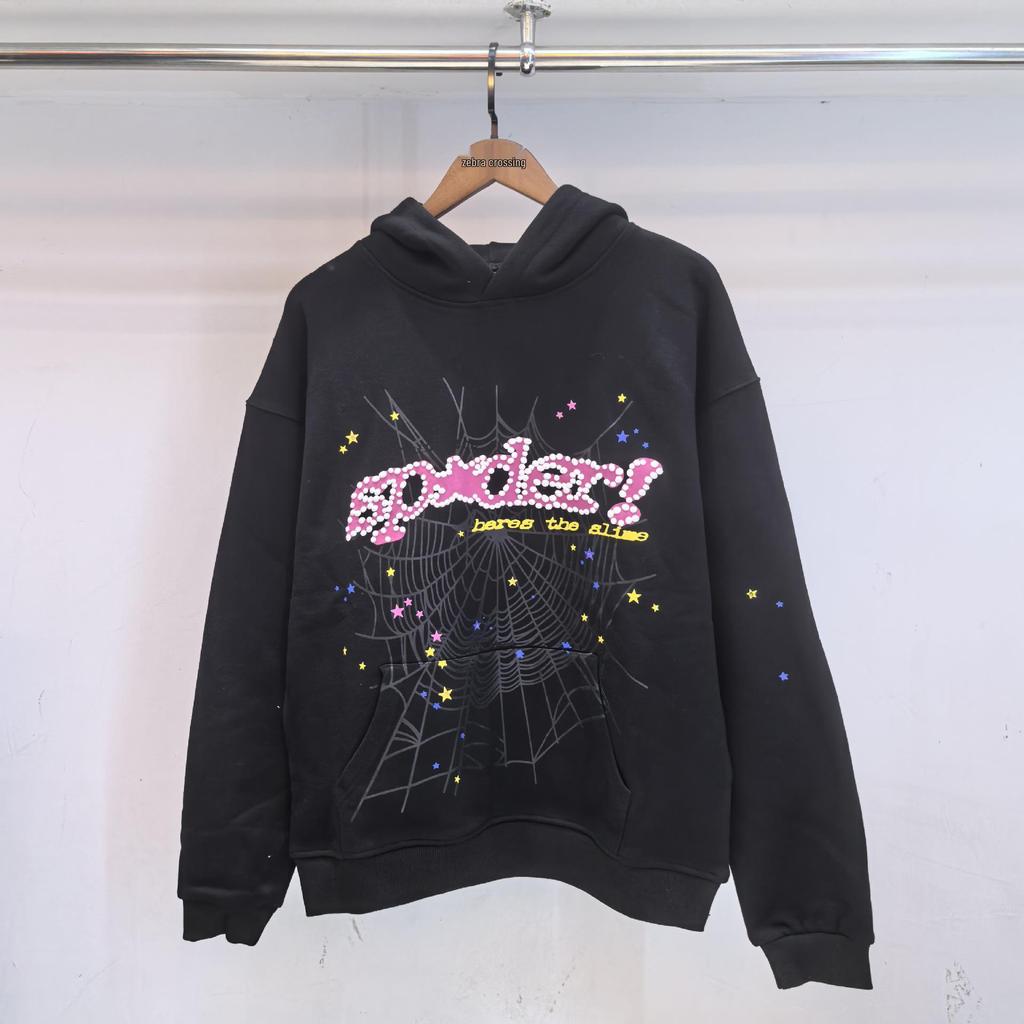 Унисекс Худи Sp5der 555555 с Паутиной и Объемными Буквами