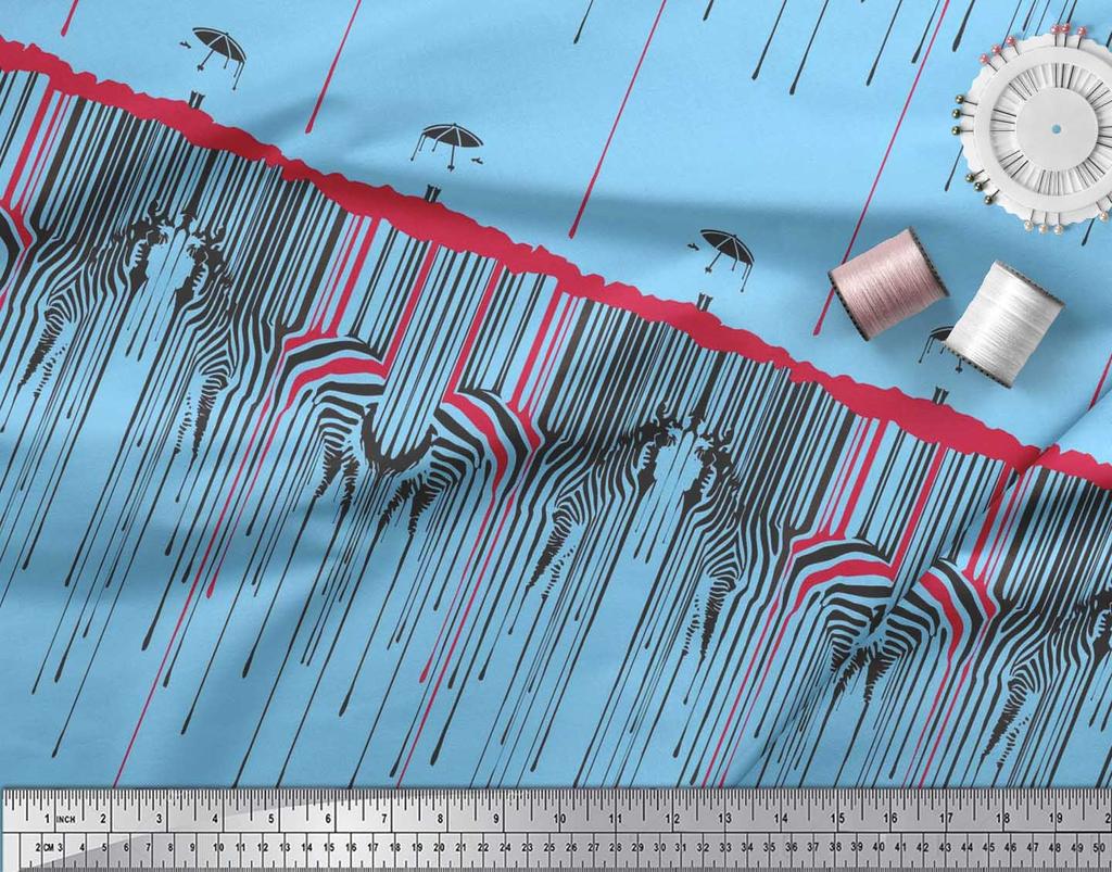 Soimoi Японский креп-сатин, ткань с принтом в виде зонтика и кожи зебры, 42 дюйма по метрам